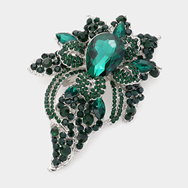 Floral Crystal Pave Bouquet Brooch / Pendant