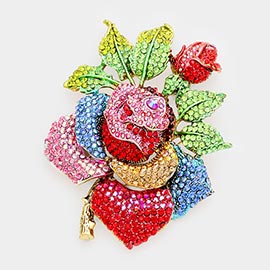 Oversized Crystal Pave Rose Brooch