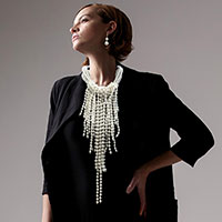 Multi Pearl Strand Statement Necklace