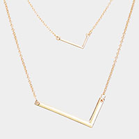 2Row Strand Double Monogram Detachable Chain Necklace