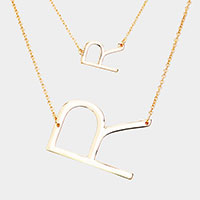 2Row Strand Double Monogram Detachable Chain Necklace