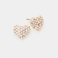 Rhinestone Pave Heart Stud Earrings