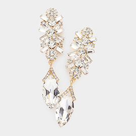 Marquise Glass Crystal Drop Evening Earrings