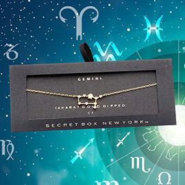 Secret Box _ 14K Gold CZ Taurus Zodiac Sign Charm Bracelet