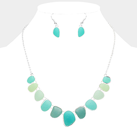 Two Tone Sea Glass Pebble Collar Necklace