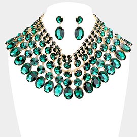 Crystal Glass Bib Statement Necklace