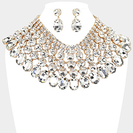 Crystal Glass Bib Statement Necklace