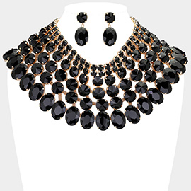 Crystal Glass Bib Statement Necklace