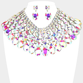 Crystal Glass Bib Statement Necklace