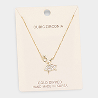 Gold Dipped Cubic Zirconia Ballerina Pendant Necklace