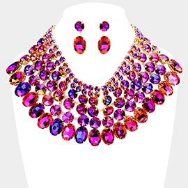 Crystal Glass Bib Statement Necklace