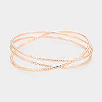 Triple Textured Metal Bangle Bracelet