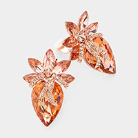 Crystal Teardrop Accented Clip On Earrings