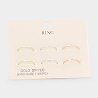 6PCS - Gold Dipped Metal Rings