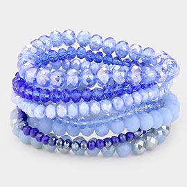 9PCS - Faceted Bead Stretch Bracelets