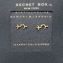 SECRET BOX_14K Gold Dipped Acetylcholine Hormone Molecule Earrings