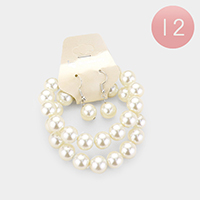 12 Set Of 2Pcs - Faux Pearl Bracelet and Earring Set