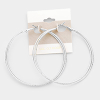 14k White Gold Filled Double Textured Hoop Earrings