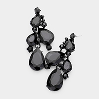 Crystal Teardrop Clustered Evening Earrings