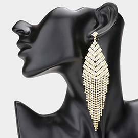 Rhinestone Fringe Dangle Evening Earrings