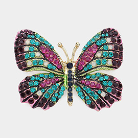 Rhinestone Pave Butterfly Pin Brooch