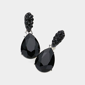 Crystal Teardrop Rhinestone Pave Evening Earrings