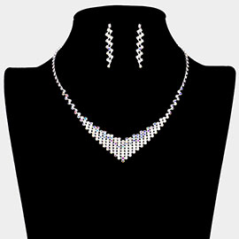 V Shaped Rhinestone Paved Necklace