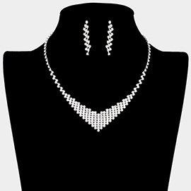 V Shaped Rhinestone Paved Necklace