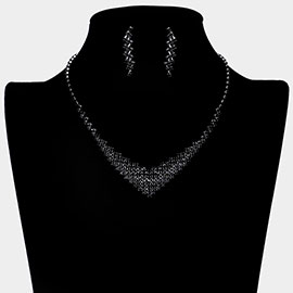 V Shaped Rhinestone Paved Necklace