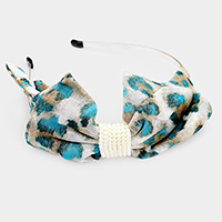 Leopard Pattern Print Bow pearl Headband