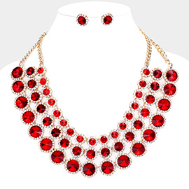 Crystal Pave Trim Round Evening Necklace