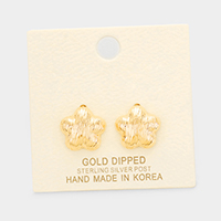 Gold Dipped Floral Stud Earrings