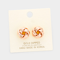 Gold Dipped Knot Stud Earrings