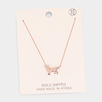 Gold Dipped Dachshund Heart Dog Pendant Necklace