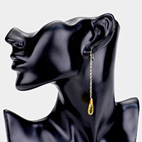 Cubic Zirconia Teardrop Metal Chain Earrings