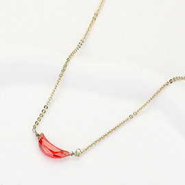 CZ Crescent Moon Stone Pendant Necklace