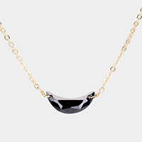 Cubic Zirconia Crescent Moon Pendant Necklace