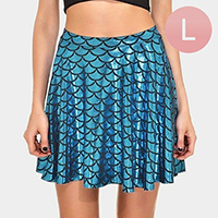 High Waist Mermaid Pattern Skater Skirt