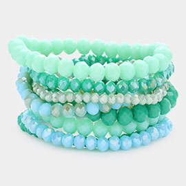 9PCS - Faceted Bead Stretch Bracelets