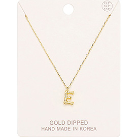 -E- Gold Dipped Monogram Metal Pendant Necklace