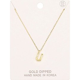 -U- Gold Dipped Monogram Metal Pendant Necklace