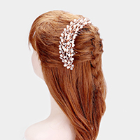 Round Crystal Pearl Floral Leaf Vine Hair Comb