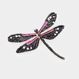 Rhinestone Embellished Dragonfly Pin Brooch