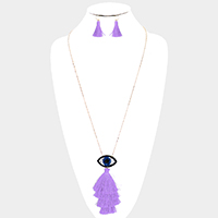 Evil Eye Tassel Long Necklace