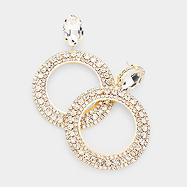 Crystal Rhinestone Open Circle Dangle Evening Earrings