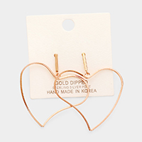 Gold Dipped Dented Heart Metal Earrings