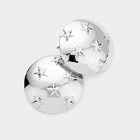 Embossed Star Round Metal Earrings