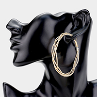 Textured Open Circle Twist Hoop Earrings