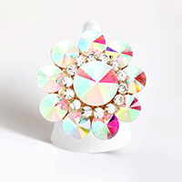 Round Crystal Flower Stretch Ring