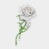 Crystal Rhinestone Embellished Rose Pin Brooch